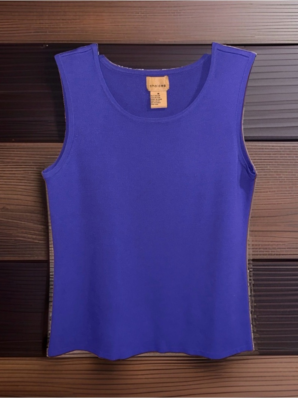 Choices Royal Blue Scoop Neck Knit Tank Top-M-EC